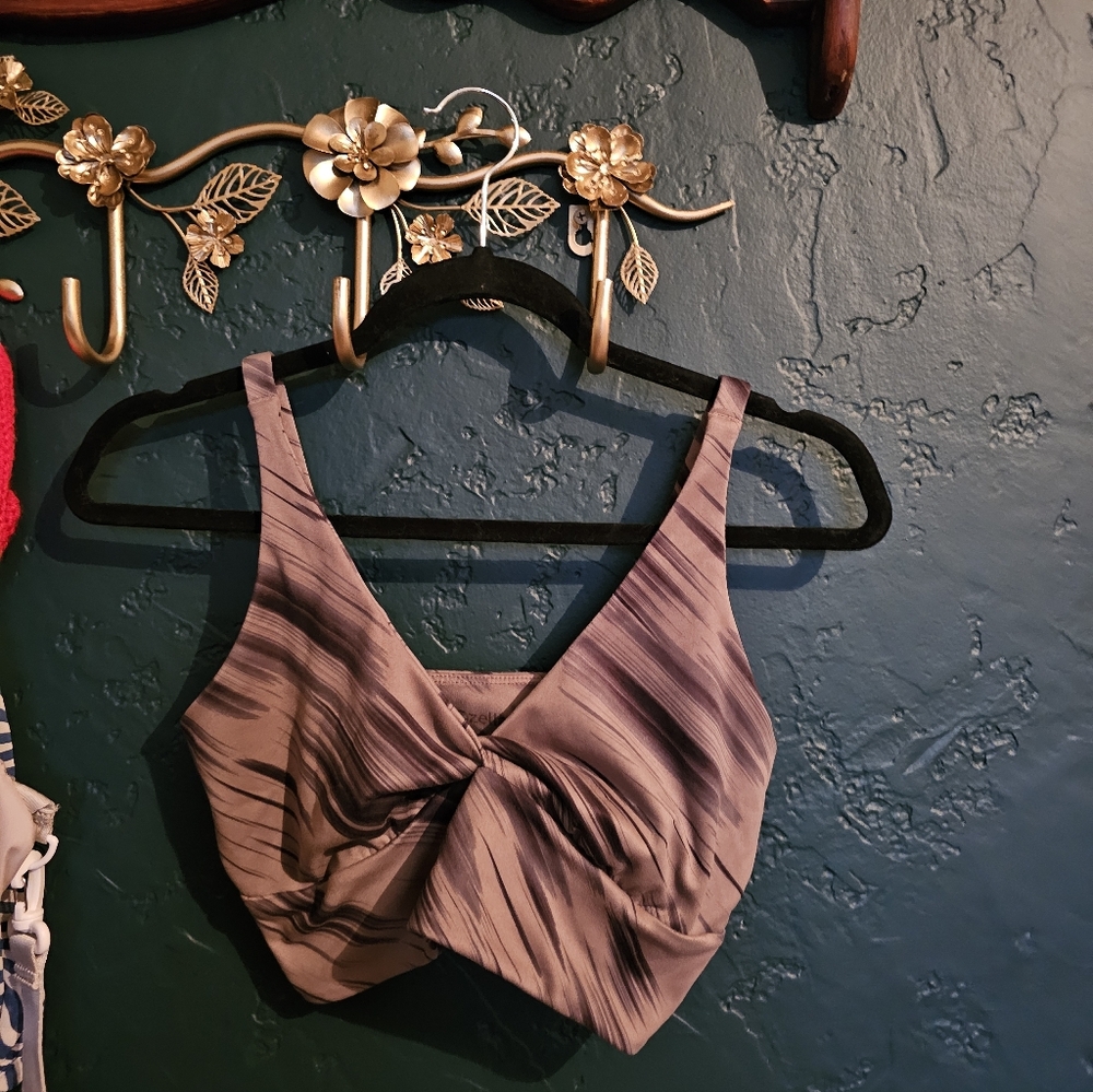 Zella Brown Twist-Front Patterned Camisole
